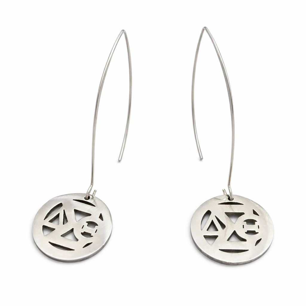 Delta Sigma Theta® Silver Dangle Earrings – Minimalist Greek Letter Cutout