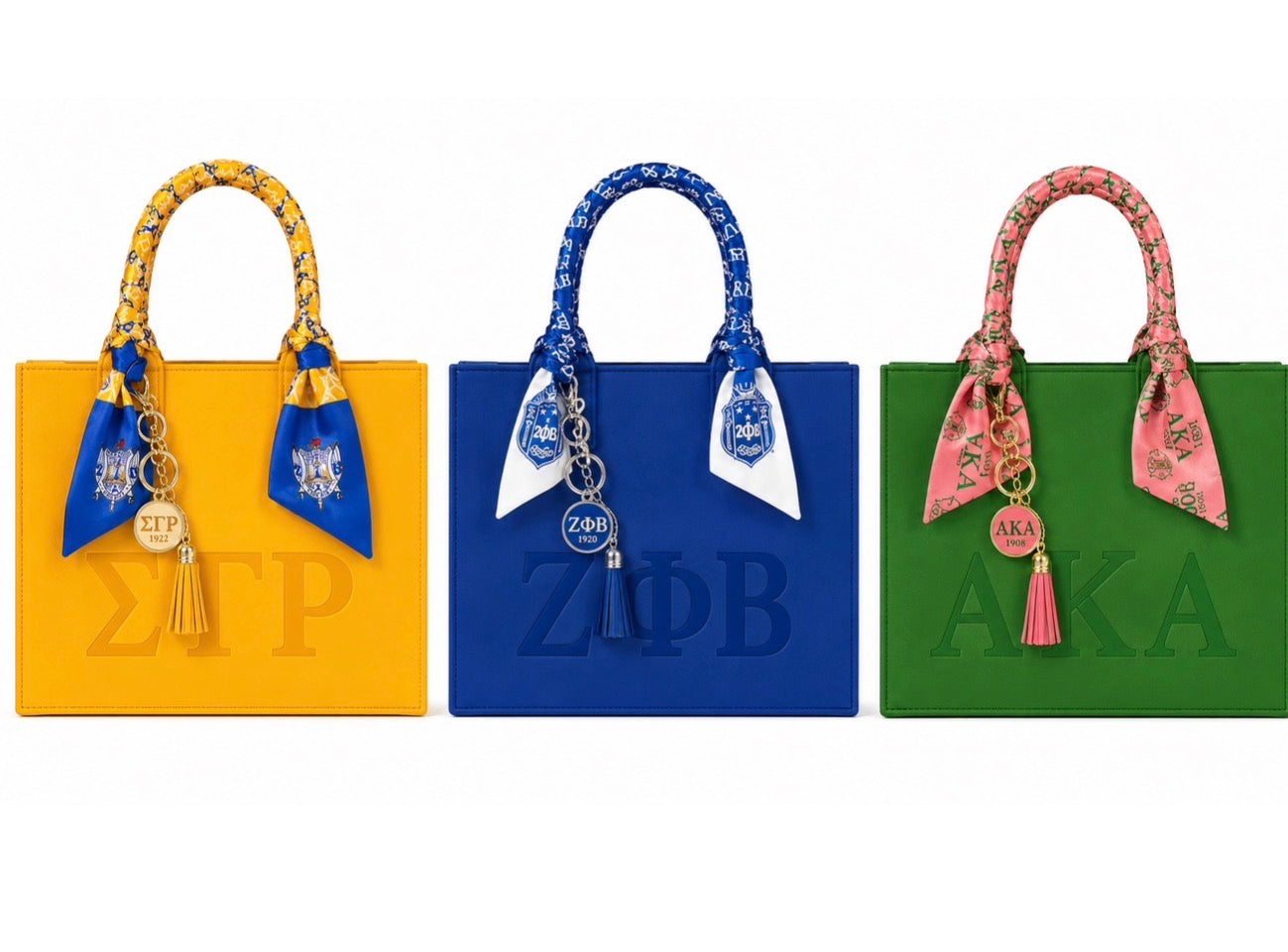 Zeta Phi Bet Inc scarf, and keychain