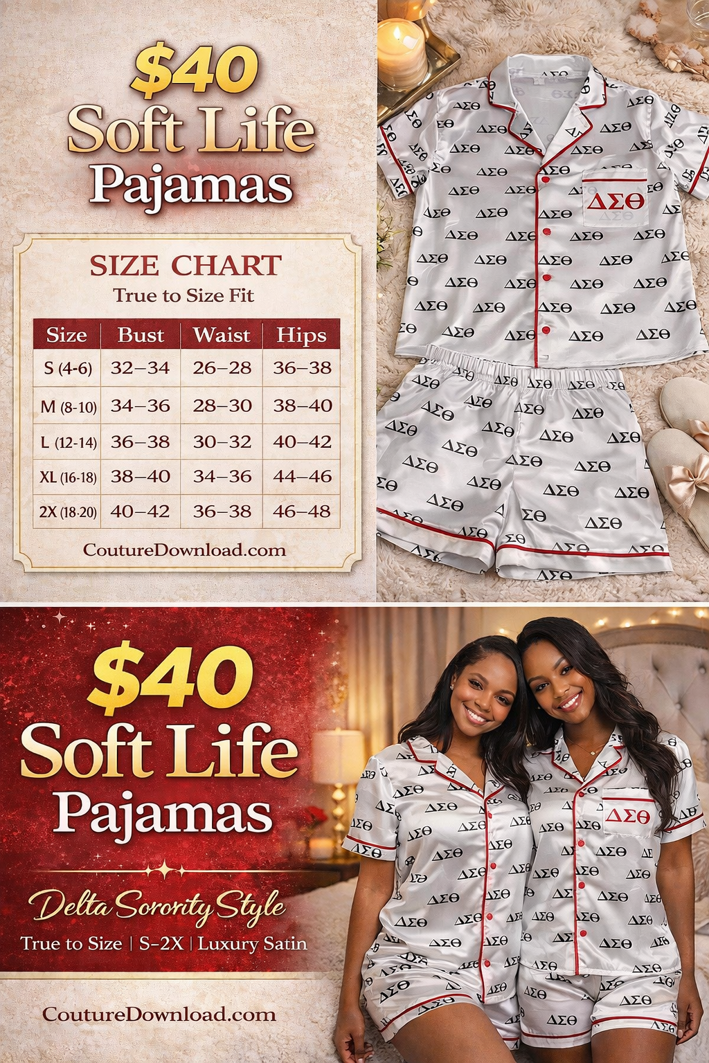 Soror Soft Life Satin Pajama Set – Luxury Lounge Set
