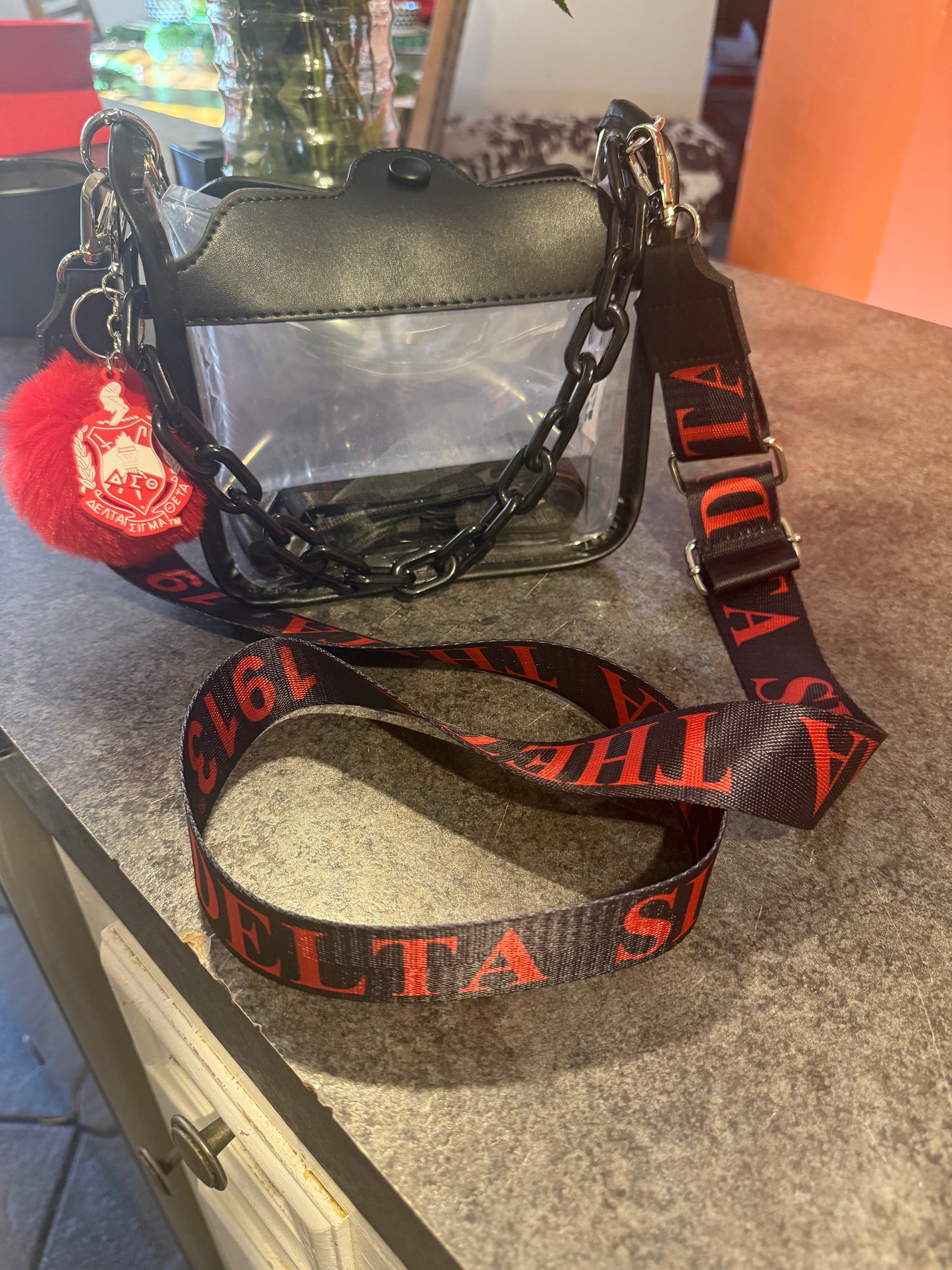 Delta Clear Stadium Bag with Choice of Strap