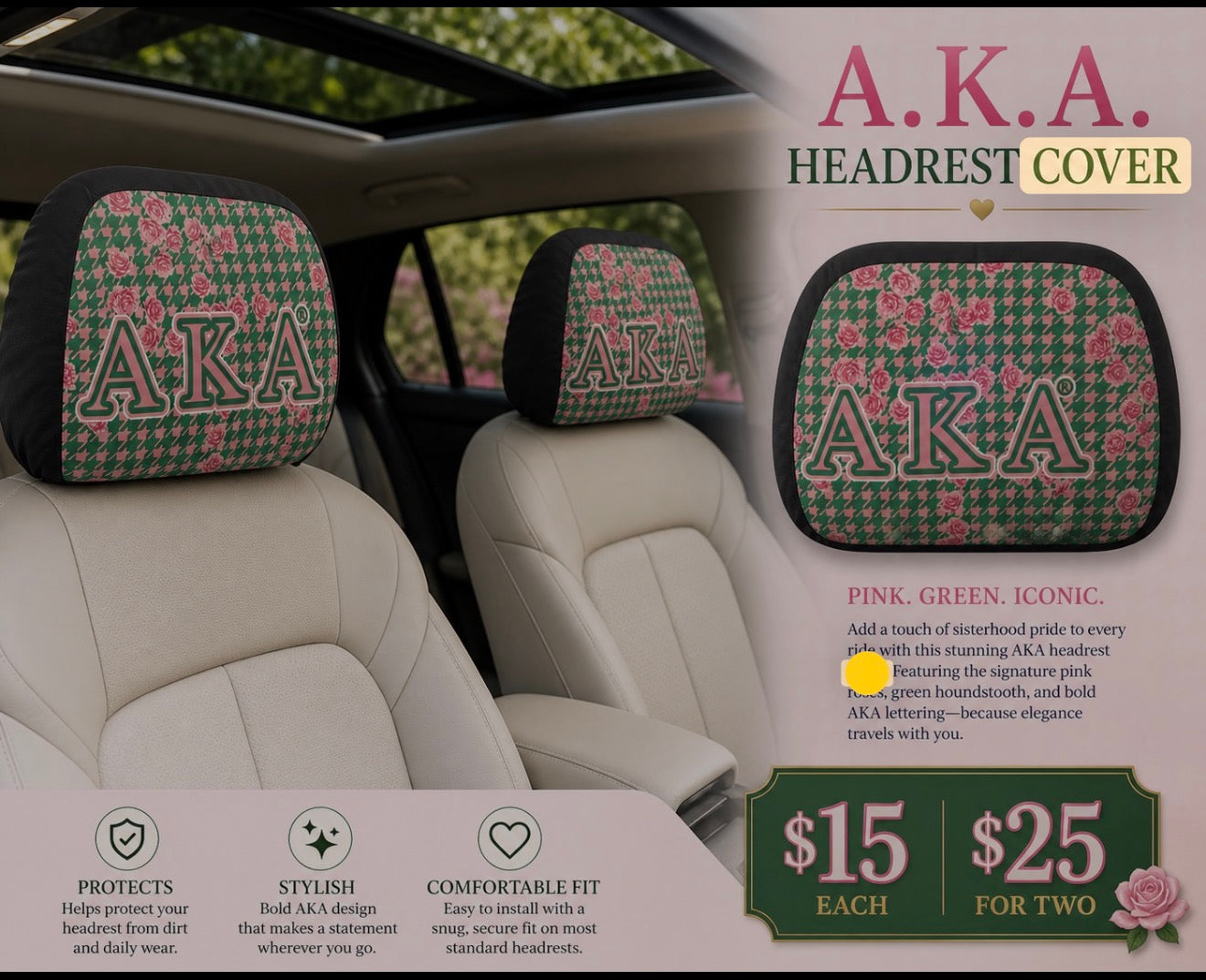 AKA Signature Headrest Cover