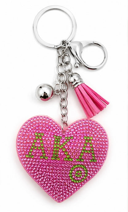 The AKA Sparkle Padded Heart Purse Charm