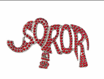 Sparkling “SOROR” Rhinestone Brooch