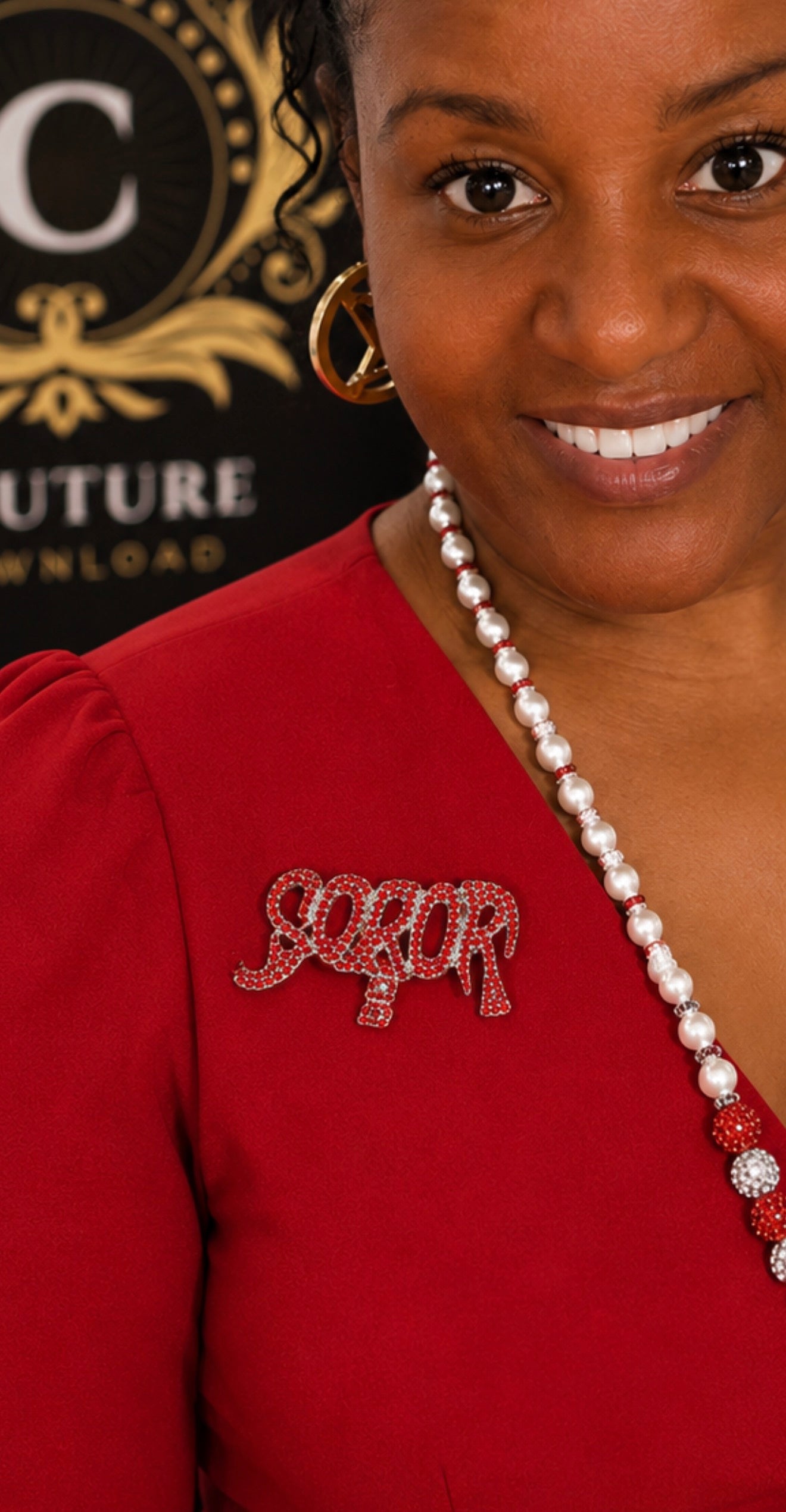 Sparkling “SOROR” Rhinestone Brooch
