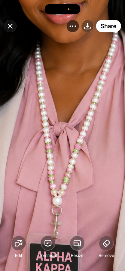 AKA Luxe Pearl Sparkle Lanyard