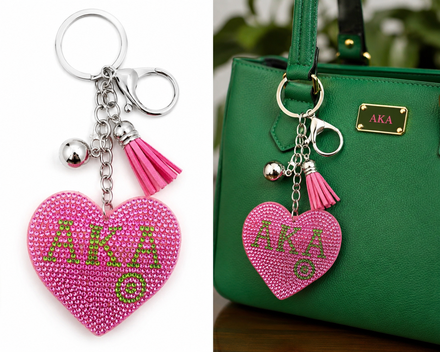 The AKA Sparkle Padded Heart Purse Charm